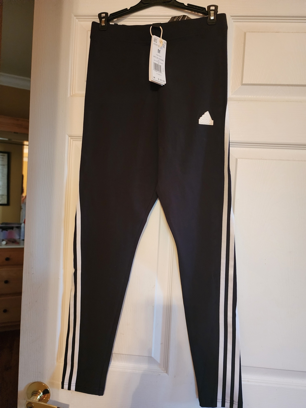 Adidas Womens Black Leggings with White Stripes